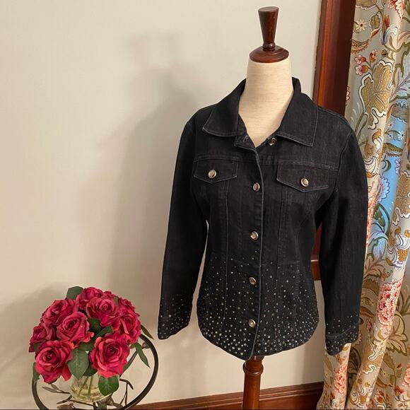 Chico's Jackets & Blazers - Chico’s Platinum jean jacket with ‘crystal’ embellishments